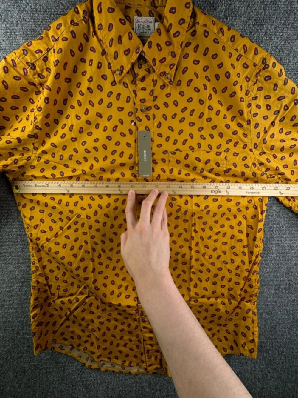 NWT J. Crew Men Yellow Red Paisley Long Sleeve Button Up Shirt Medium Classic